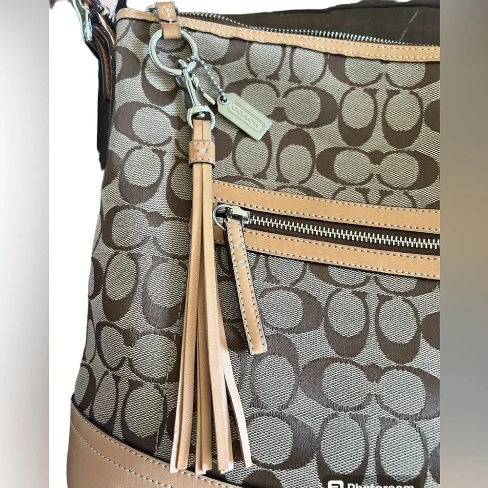 Coach Signature Brown Jacquard 2 Way Bag - Picture 7 of 12